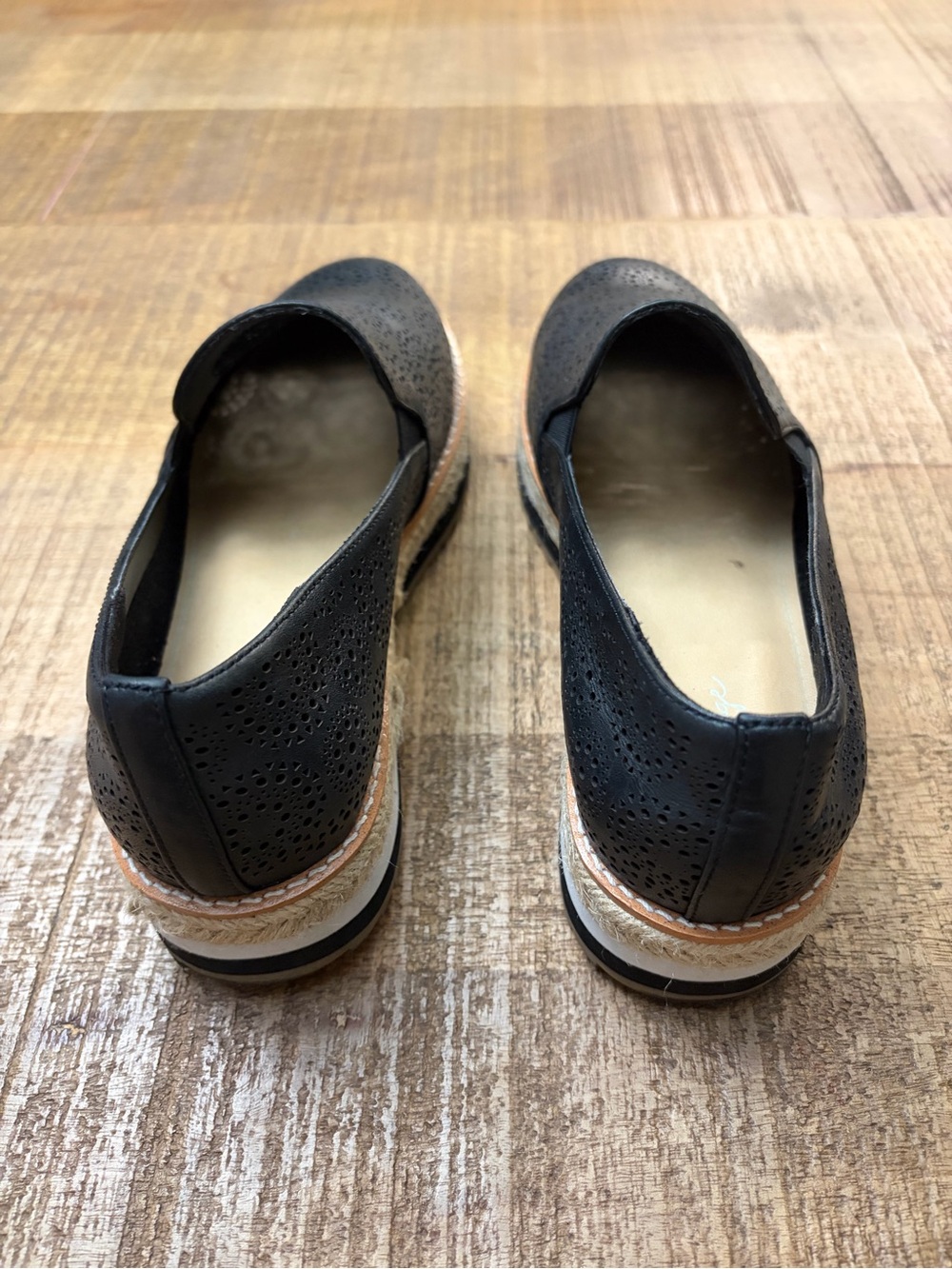 Crown Vintage Black Perforated Leather Slip-On Loafers - Picture 2 of 7